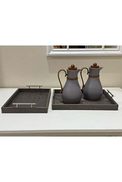 Generic طقم ترامس شاي وقهوة 1 لتر+ صواني تقديم بتصميم راقي