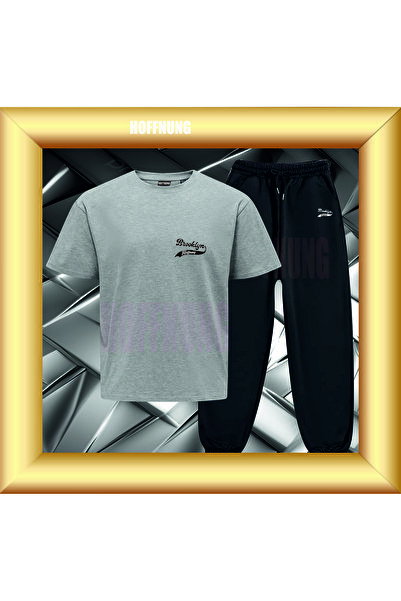 HOFFNUNG Unisex Casual Short Sleeve Set with Brooklyn Hoffning Print Outdoor ...