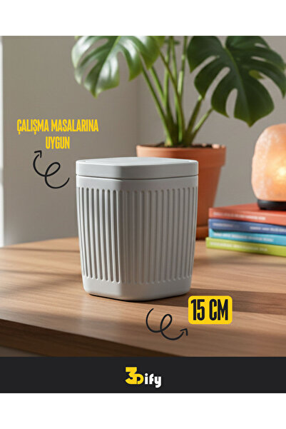 3Dify Masaüstü Çöp Kutusu - 15cm - Beyaz