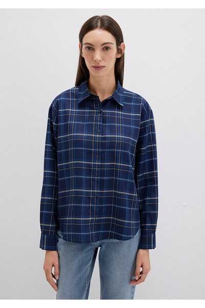 Mavi Kareli Lacivert Gömlek Loose Fit / Bol Rahat Kesim 1211202-83150