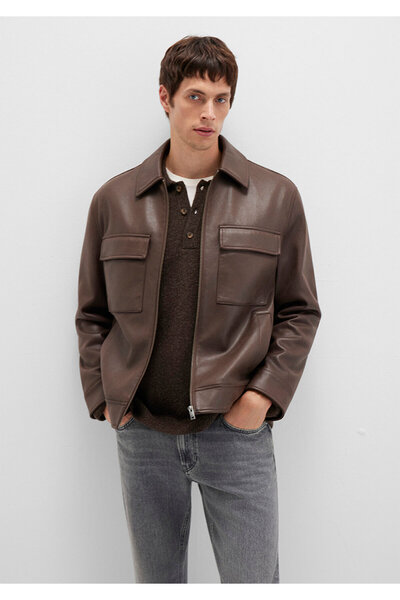 Mavi Kahverengi Suni Deri Ceket Regular Fit / Normal Kesim 0110648-70221