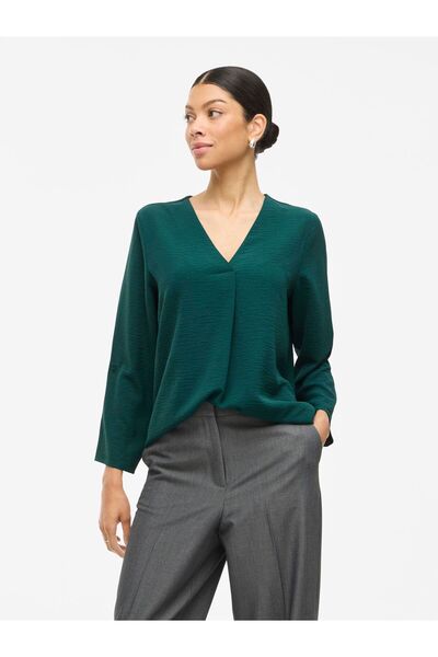 VILA Oberteil mit 3/4-Ärmeln VIJOSA V-Ausschnitt