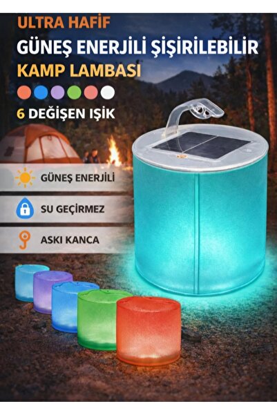 Home Ultra Hafif Güneş Enerjili Şişirebilir Kamp Lambası 6 Değişen Işık Su Ge...