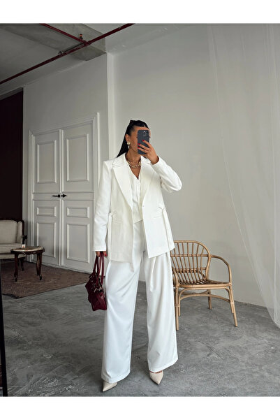 mydukkan.co Ceket Yelek Pantolon 3lü Takım - Beyaz