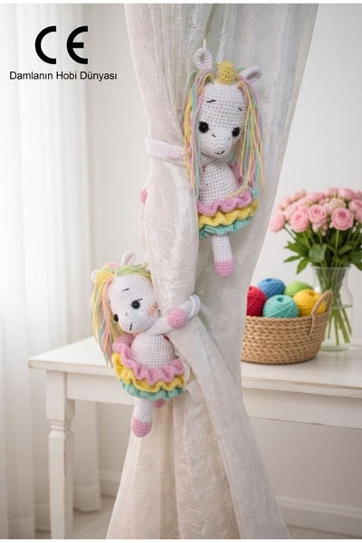 Damla Amigurumi - Unicorn 2li perde tutucu