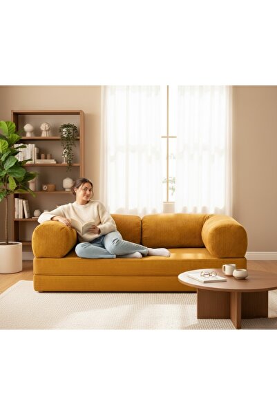 Puftic Safir Modern Tasarım, Çizgili Kadife Kumaş, Tamamen Sünger Koltuk, Kan...