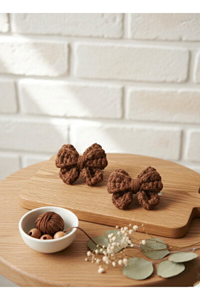 Sepia Shopping KIZ ÇOCUK SAÇSIZ BEBEK TOKASI FİYONK 2'Lİ KAHVERENGİ