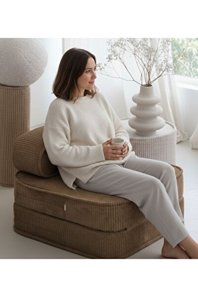 Puftic Solo Mat Modern Lüks Kadife Fitilli Berjer Katlanan Açılan Yatak