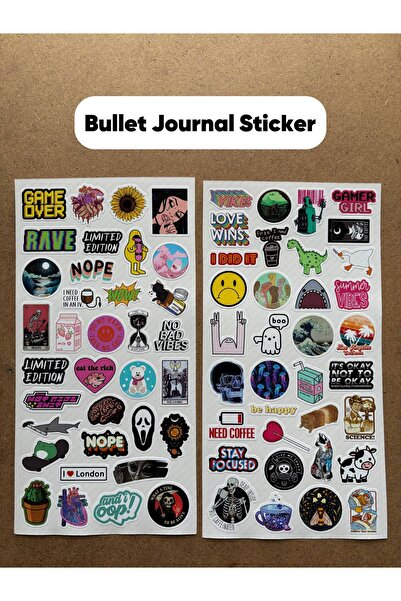 hdsticker 70 Adet Bullet Journal Ajanda Daily Cute Çıkartma Planner Defter La...