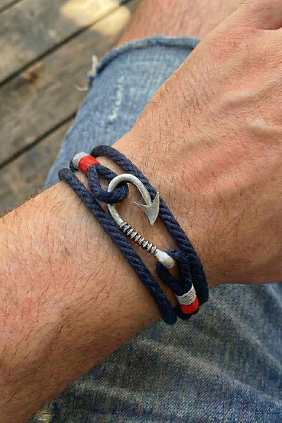 Solfera Fisherman Fisherman Fishing Line Hook - Navy Blue, Red, Gray, Tied, T...