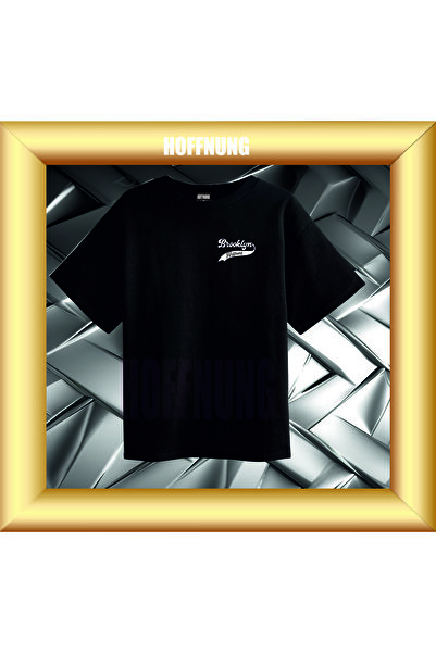 HOFFNUNG Unisex Short Sleeve Round Neck Brooklyn Hoffning Printed Solid Color...