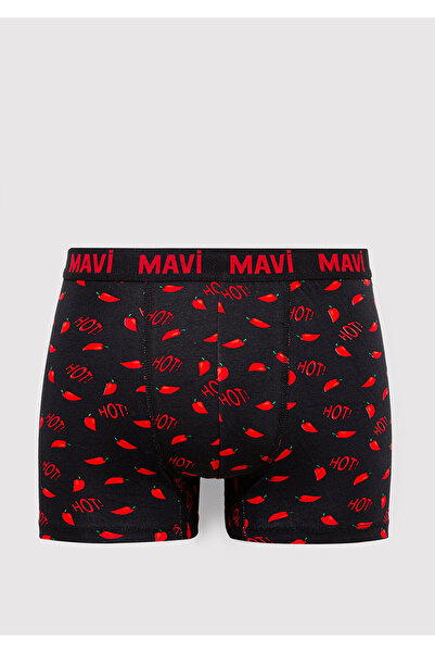 Mavi Biber Detaylı Siyah Boxer 0911631-900