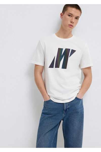Mavi Pro Reflector Logo Printed White T-Shirt Regular Fit / Normal Cut 066255...