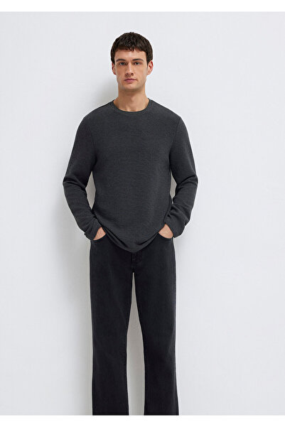 Mavi Długie rękawy Antracytowa koszulka Basic Slim Fit / Wąski krój 064622-26834