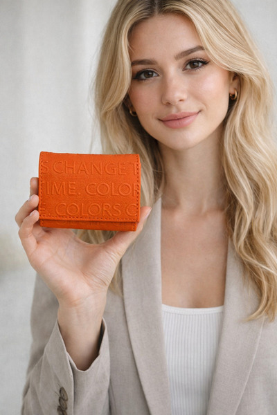 GK GAMZELİRENKLERİM LUXURY FASHION&ACCESSORIES Embossed Writing Wallet Mini -...