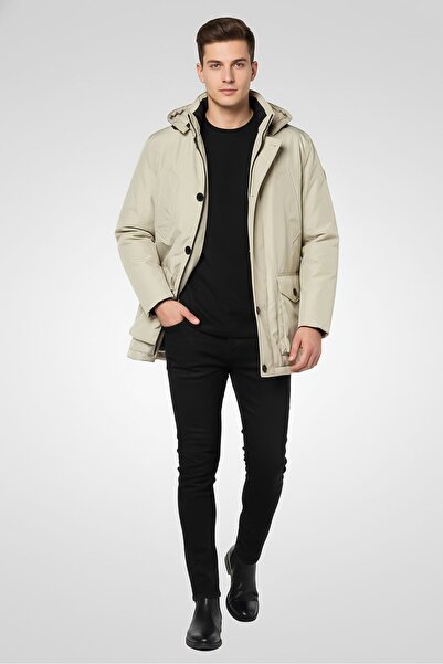Hugo Boss Boss Men Solid Hooded Parka Jacket, Light Grey