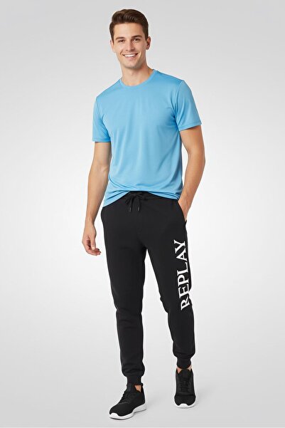 Replay Men Regular Fit Drawstring Brand Logo Sweatpants, Olive