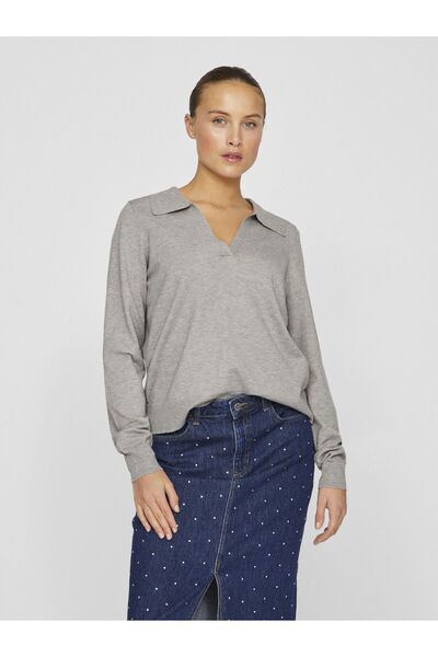 VILA Strickpullover mit geteiltem Kragen