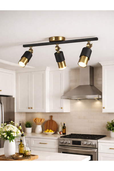 Bozyaka Aydınlatma Lotus 3'lü Dekoratif Eskitme Kaplama & Siyah Hareketli Duv...