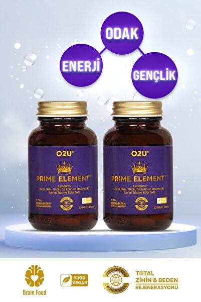 O2U Prime Element 2'li Kür Seti | Lipozomal Dilaltı (β-NMN, NADH, Sitikolin, ...