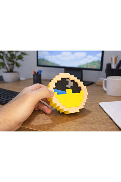 KARA3DS Minecraft Temalı Masa Saat – 3D Pixel Tasarım Dekoratif – Genç ve Çoc...
