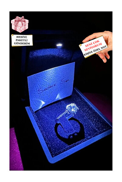 anadolusilver Işıklı Kutuda 925 Ayar Gümüş Ayarlanabilir Kalp Yüzük Ciddi Ili...