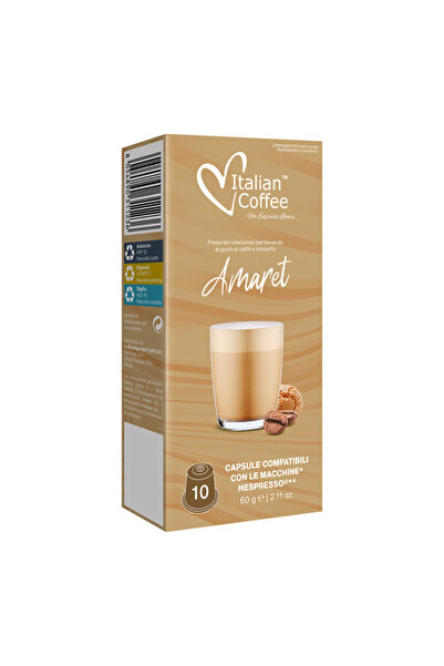 Italian Coffee Amaretto, 10 capsule compatibile Nespresso, cafea italiană, ca...