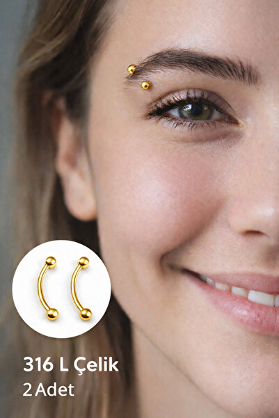 Mu Minamu Kavisli Kaş Piercing 316L Çelik – 2’li Set Çift Toplu Lob Kıkırdak ...
