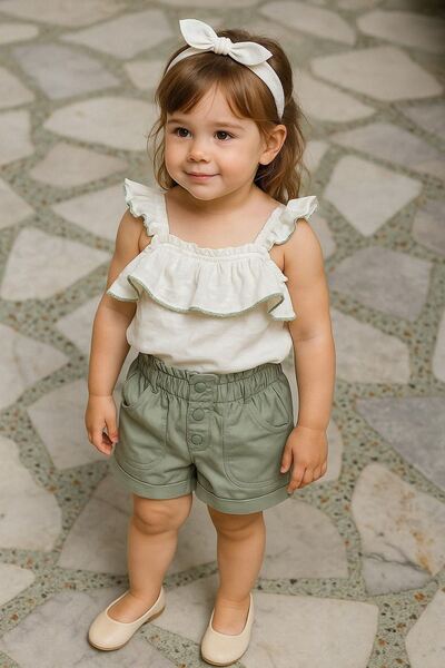 Minigimin Cicileri Set de bluză și pantaloni scurți cu detalii pepene verde p...