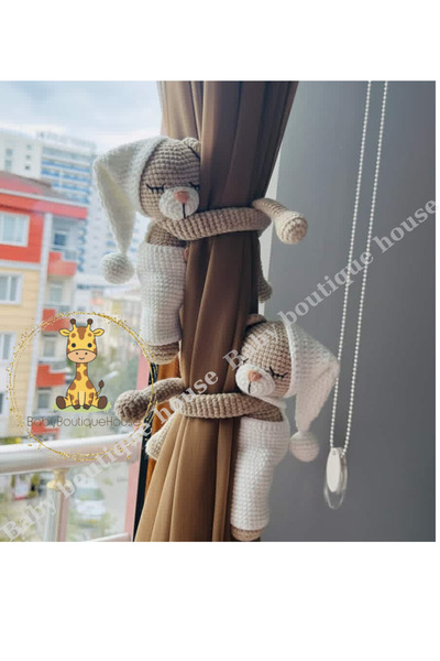 BABYBOUTİQUEHOUSE Amigurumi uykucu perde tutucu 2li
