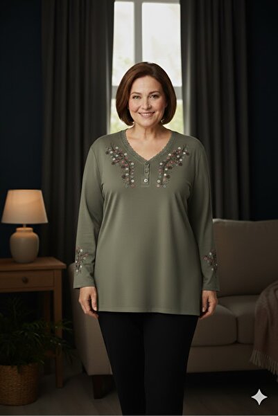 elma abone Γυναικεία μπλούζα από χτενισμένο βαμβάκι μεγάλου μεγέθους NEWSEASON