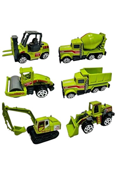 Meva Market Metal İş Makinaları 6 Lı Oyuncak İş Makinaları Seti