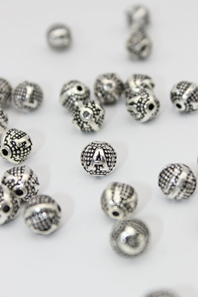 Mihra Takı Tasarım Harfli Metal Boncuk Yuvarlak Kesim 1 Adet, Hobi Aksesuarı,...