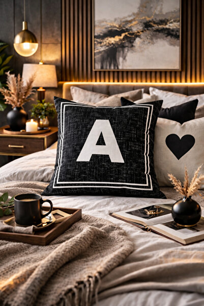 SasoHome Navlaka za jastuk sa slovima - Slovo A - Dekorativni jastuk sa digit...