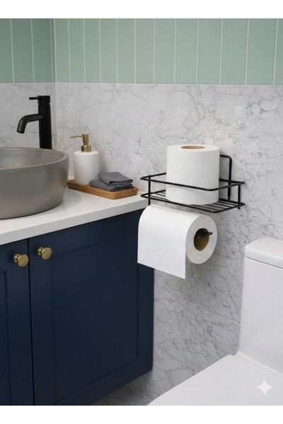 BUSEMSİ HOME حامل ورق التواليت اللاصق حامل ورق التواليت المعدني الأسود حامل و...