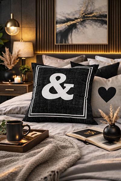 SasoHome Lettered Throw Pillow Case - & Letter - Lettered Decorative Digital ...