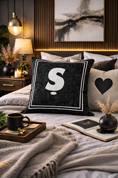 SasoHome Letter Throw Μαξιλαροθήκη - Letter S - Letter Διακοσμητικό Ψηφιακό Ε...