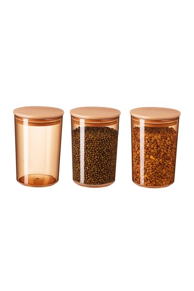 Madame Coco Adenya Basket Yuviera 900ml Storage Container with Wooden Lid, Set of 3
