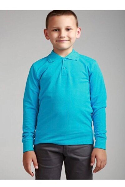 NZY Tekstil Нова сезонна синя тениска с дълъг ръкав и поло яка за училище