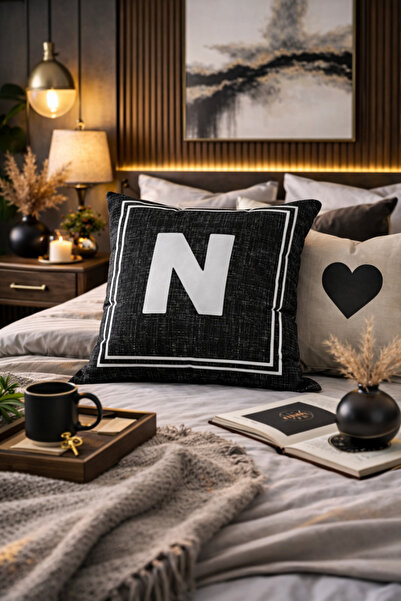 SasoHome Slovo Navlaka za jastuk - Slovo N - Dekorativno sa slovima Digitalna...