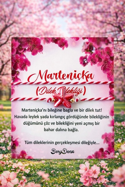 BeryDenz Kırmızı Seramik Yıldız Marteniçka Bileklik(kartlı) Şans Bilekliği
