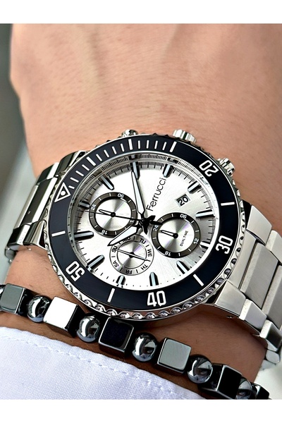 Ferrucci ساعة يد رجالية بحزام فولاذي