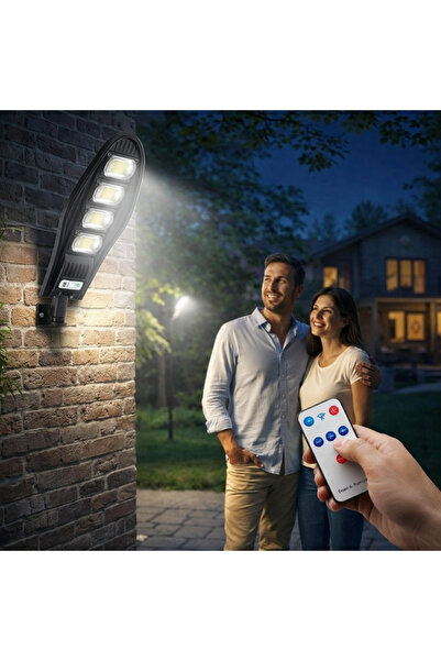 Otto Lampă Solară Stradală 80W, 4 LED, Senzor Mișcare PIR, Telecomandă, Panou...