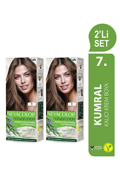 Neva Color Natural Colors 2'Lİ SET 7. KUMRAL Kalıcı Krem Saç Boyası Seti