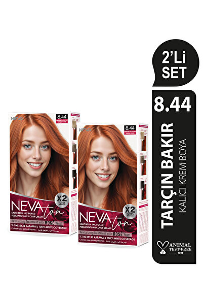 Nevaton 2'Lİ SET 8.44 TARÇIN BAKIR Kalıcı Krem Saç Boyası Seti (4 boya + 4 ok...