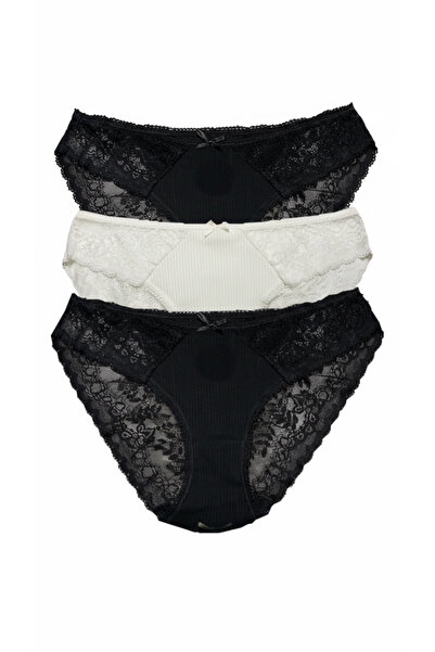 Papatya Dantel Detaylı Normal Bel Kadın Külot 3’lü Paket