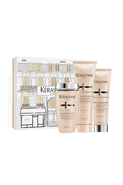Kerastase مجموعة كيرل مانيفستو للعناية بالشعر - شامبو وبلسم وماسك للشعر المجعد