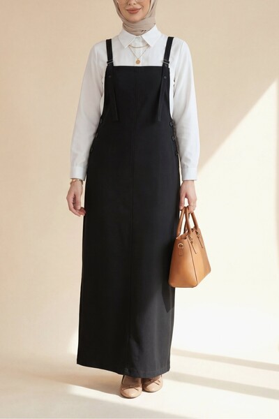 Modamorfo İnce Askılı Kot Jile -Siyah