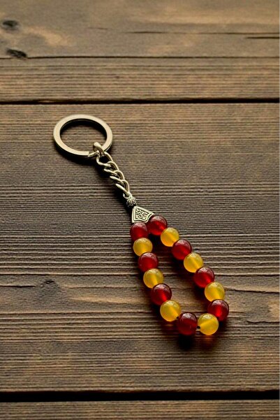 CRAZY TAKI TASARIM Breloc cu piatră naturală de agat galben și ceit