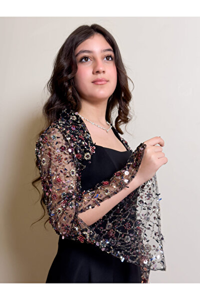 extel فستان غايدا الأنيق لباربي، أسود فاخر بأكمام مطرّز